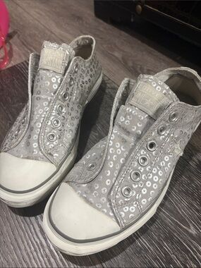 Converse Silver Sequin Low Top Sneakers